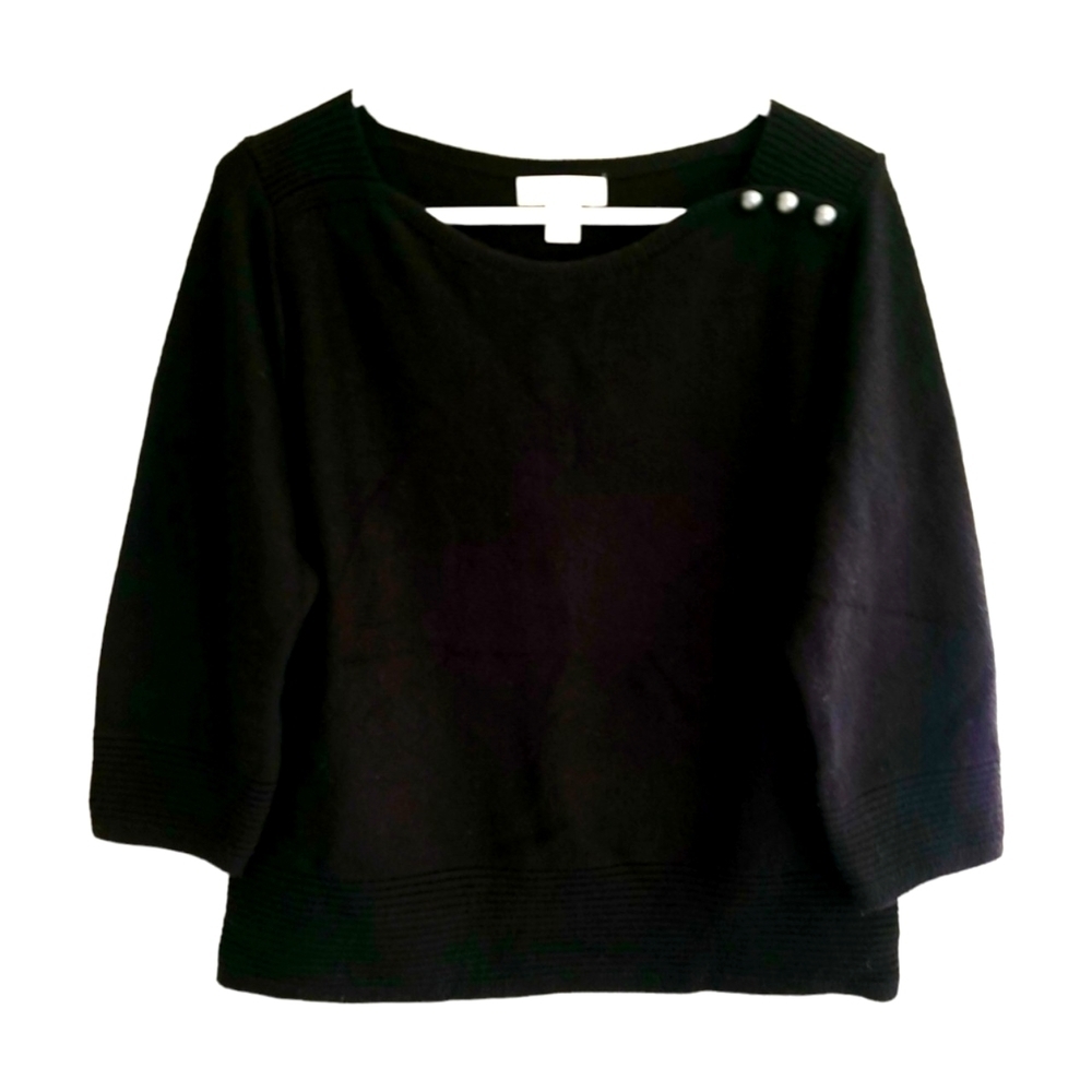 CHRISTOPHER&BANKS Black Boatneck Sweater